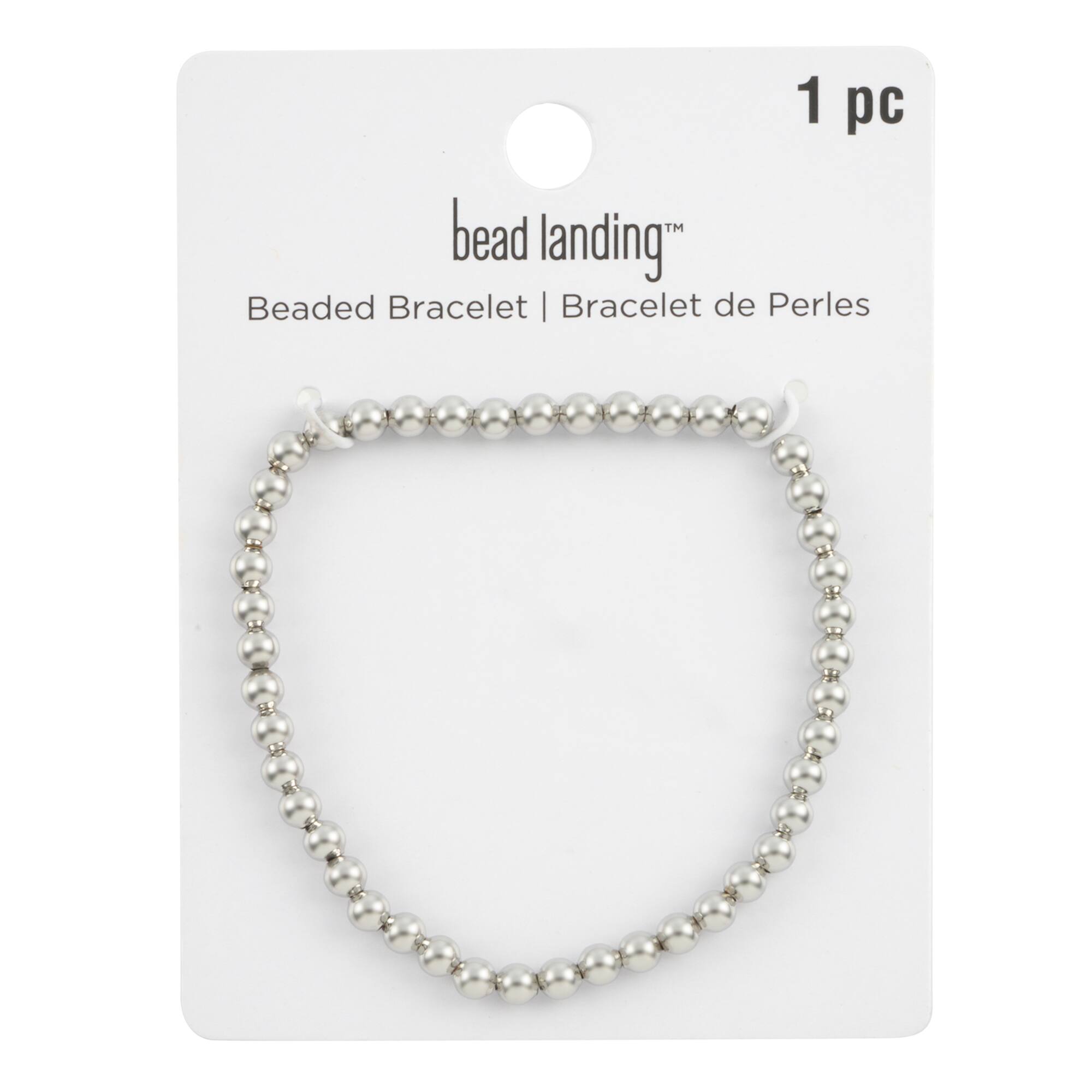 4mm Rhodium Round Beaded Charm Bracelet by Bead Landing™